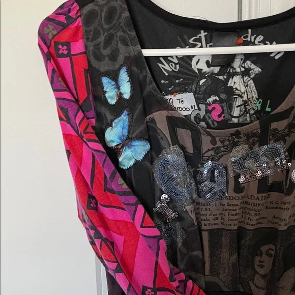 Desigual - Colorful Long Sleeve Dress with Graphic Design - Picture 2 of 6